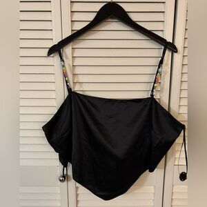 Forever 21 Black Crop Top with Floral Straps
